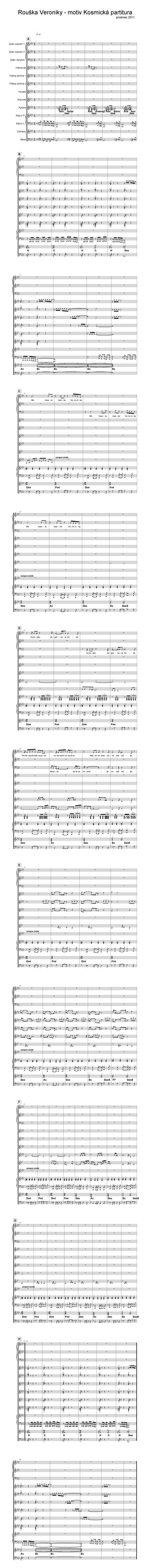 Rouka Veroniky - motiv Kosmick partitura